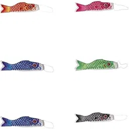 VELURA 6Pcs 55cm and 70cm Various Japanese Windsock Carp Flag Koi Nobori Sailfish|6 Pieces Japanese Koinobori| Windmills & Wind Spinners| Yard, Garden & Outdoor Living-picture-23