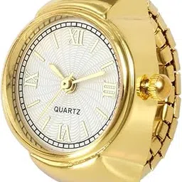 Unisex Finger Ring Watch for Girls/Women/Men/Boys Ring Valentine Gifts Jewellery Stylish Stretchable (Golden White N)-image-23