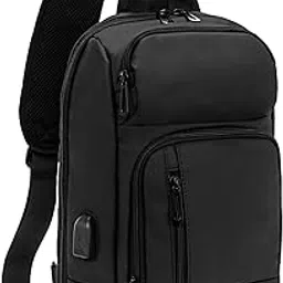 KINGSLONG Waterproof Sling Backpack Bag for Men Women with USB Charging Port, Crossbody Daypack Casual Chest bag Rucksack Shoulder backpack for Hiking Outdoor Travel Cycling Camping-image-2