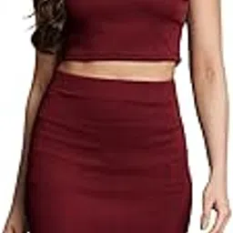 siril Women Ribbed Lycra Solid Cord Set , Top And Skirt Set, Co Ord Set Stylish-picture-37