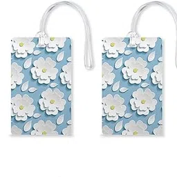 100yellow Flower Luggage Tag, Travel Luggage Suitcase Baggage Id Identifier Name Address Label with Silicon Strap ( Pack of 2 ) image 1