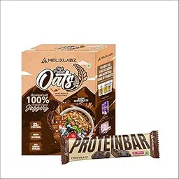HelixLabz High Protein Oats Dark Chocolate Flavor/Nutritious Blend of Whole Grain/Protein and Fiber with Rich Dark Chocolate And Get Protein Bar-picture-27