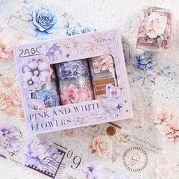 SAMVARDHAN Flowers Washi Tape Set – 6 Rolls Floral Decorative Masking Tape for Scrapbooking, Journals, Planners & Crafts-image-33