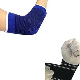 Atyourdoor Elastic Elbow(Blue) And Wrist(Black) Support for Gym Jogging Exercise Muscle Pain Health (Free Size) - EKBLWS02-picture-10