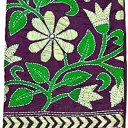 soul of bengal Women's Hand Embroidered Kantha Work Silk Blouse Material - 1 Meter; 725010-picture-19