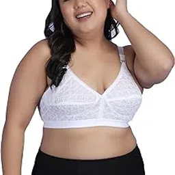 klassik | Since 1993 | Plus Sizes Bra for Women/Girls Full Coverage, Adjustable/Wide Straps, Everyday Chikan Cotton Daily-Use, Non-Padded | Wirefree, for Dresses/Suit | Circle Fit - 32 to 48-picture-13