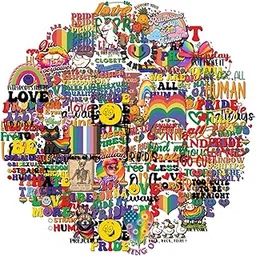 VAAIMAI Equality Hurts 60 Pcs Stickers, Love for All, More Pride Less Prejudice, Not Gonna Hide My Pride, Queer Vibes, We All are Human LGBTQ Stickers for Laptop, Phonecase and Planner-picture-13