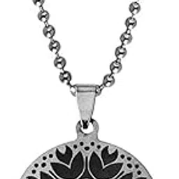 m men style Om Aum Black And Silver Stainless Steel Pendant Necklace Chain For Men And Women LSPnCotten22051-picture-42