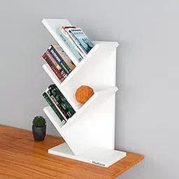 Studio Engineered Wood Tabel Accessories Books Stands Shelf (Matte, White) Library Office Bedroom Home Decor Items Living Room Bookends Show-picture-25