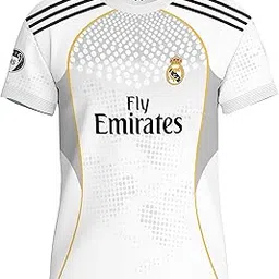 Real Madrid Home Football Jersey, Men's 2025-26 Season, White with Gold Accents image 1