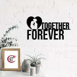 eCraftIndia Together Forever Black Engineered Wood Cutout Wall Art Decor| Wall Decoration Item| Wooden Wall Decor Item| Home Wall Decor for Living Room Bedroom| Gift for Diwali Valentines Day-picture-25