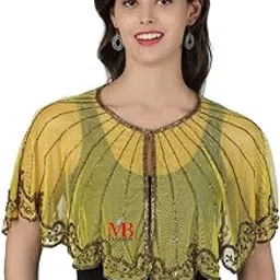 Women's Net Poncho Cape with Embroidery, Round Neck, Sleeveless-picture-23