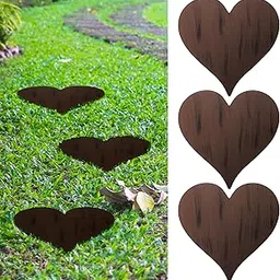 Tandefio 3 Pcs Dark Brown Heart Garden Stepping Stones Rustic Style Cast Iron Stepping Stones Outdoor Decorative Stones for Garden Walkway Outside, 10 Inches-image-36