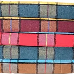 THARUNSHA ELITE Single Size Pure Cotton Blanket/Solapur Chaddar/Cotton Bedsheet for All Weather Daily use Checkered Multicolor Family Pack (60x90 inches -) Set of 5-picture-18