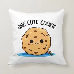 CRAFT MANIACS Cute Dessert Cartoon Pun 16 * 16 Pillow with Filler Inside Best Gift for Kids & Adults Who Loves Cakes, Donuts & Ice creams (ONE CUTE COOKIE)-image-58