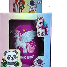 PPI FUN SIPPER 400ml Stainless Steel Cartoon Printed Kids Seal Lock Air Tight Leak Proof Spill Prooof Sipper Bottle with 2 Lids, 2 Silicon Caps, Straw and Brush for Milk Juice Buttermilk 400 ml-picture-67