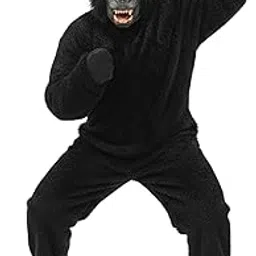 SHIV VESH BHUSHA King Kong/Gorilla Costume, Black Furry Full Body Suit with Mask, Hands, Feet for Kids, Adults, Halloween, School Party-picture-21
