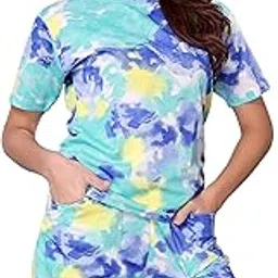 vj fashion Women's Cotton Lycra Tie-Dye Payjama Set|Co-ord set|Night Suit Set |Night Dress |Lounge Wear|Full Pair Set for Women Night Dress-picture-44