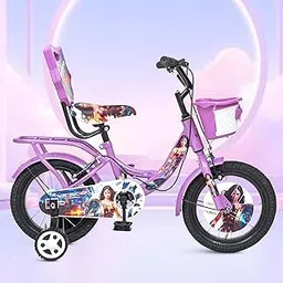 VESCO Wondergirl 14T Kids Cycle for Girls | Bicycle with Support Wheels, Basket, Carrier, Tube Tyres, BMX Handle | 90% Assembled | Ideal for 3–5 Years | Purple Girls Bike-picture-27