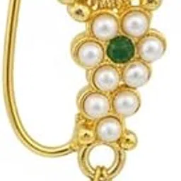 Navadurga Jewels Teardrop Maharashtrian Nath | Traditional Nose Ring with Pearls, Stones & Beads for Women Design By vanita-image-74