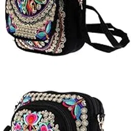trendynest TRENDYNEST® 2 Pieces Embroidery Women Backpack Shoulder Bag Flower | Souvenirs & Travel Memorabilia | Other Travel Memorabilia image 1