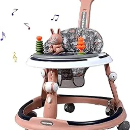 Kidsmate 360° Baby Walker for Boys & Girls | 6-24 Months | 7-Level Height Adjustment | Musical RGB Lights | Dual Tray for Food & Toys | Safe, BPA-Free & Comfortable Baby Walker (Radiant Pink)-picture-53