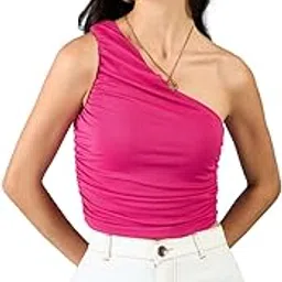 uptownie lite Women's Stretchable One Shoulder Sleeveless Crop Top-picture-37