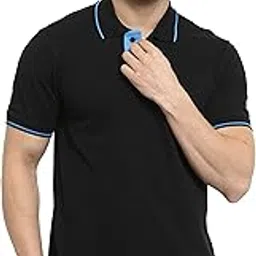 scott international Polo T-Shirts for Men - Collar Neck, Half Sleeves, Cotton, Regular fit Stylish Branded Solid Plain Tshirt for Men- Ultra Soft, Comfortable, Lightweight Black with Blue Tipping-picture-13