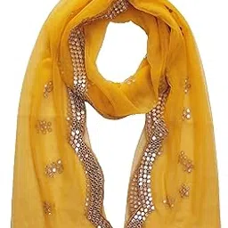 youthquake Embroidered & Embellished Plastic Mirror Net Dupatta for Womens & Girls With Curve Cut Work Fancy Design-picture-18