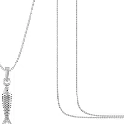 akshat sapphire 92.5% Pure Sterling Silver Stylish Fish Chain Pendant For Unisex Adult (Box Chain-18 Inches)-picture-23