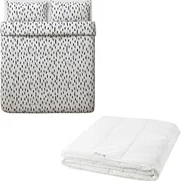 Ikea SÄFFEROT and ÄNGLATÅRAR All-Season Bedding Bundle, White/Blue Duvet with Cover Set, 240x220 cm Queen Size, Scandinavian Design, Light Warm-picture-31