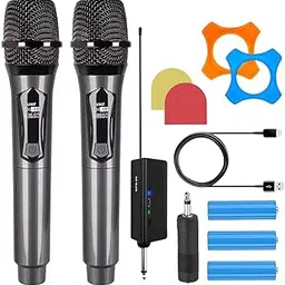 MOCKING BIRD UHF Dual Wireless Microphone with Rechargeable Receiver| Handheld Dynamic mic for Singing, Speech, Wedding, Party, Karaoke Mike| 4+ Hours Receiver Battery Backup-picture-24