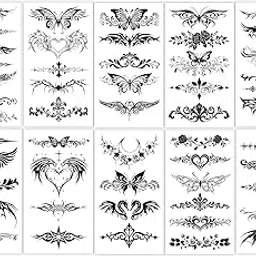 S.A.V.I 10 Sheets Black Butterfly Temporary Tattoos for Women & Girls – Waterproof Body Art Stickers | Long-Lasting, Non-Toxic Tattoo for Wrist, Neck, Back | Easy to Apply & Remove – 12x6.8cm-picture-52