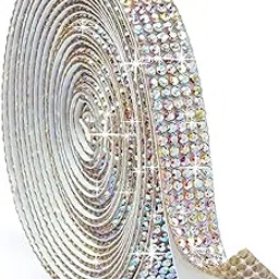 UGS Rhinestone Crystal Bling Tape, Self-Adhesive Sparkle Ribbon Roll, Multicolor Rainbow Diamond Decorative Bling Strip (91.5cm x 2.7 cm)-image-5