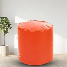 SHIRA 24 Pouffee Foot Rest Stool Leatherette Bean Bag Cover (Without Beans) (Free, Orange)-picture-17