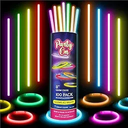Wanna Party Glow Sticks Bulk Party Supplies. 100 Pack. 8 Inch Glow in The Dark Sticks|Light Up Party Favors. Neon Glow Bracelets and Glow Necklaces with Connectors. Glow Party Decorations|Multicolor-image-21