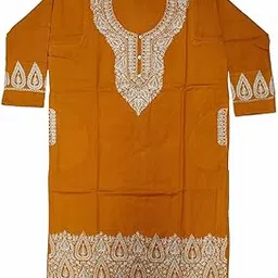 soul essence Womens Woollen Kashmiri Tilla Embroided Phiran (vch17001, Yellow)-picture-56