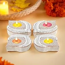 Golden Peacock Handcrafted Wooden Tealight Holders – Pack of 4 (Star Shape)-picture-27