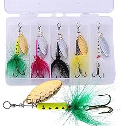 Sougayilang Fishing Lure Spinnerbaits 5Pcs Spinner Baits Kit for Trout Bass Salmon-Type 4-image-64