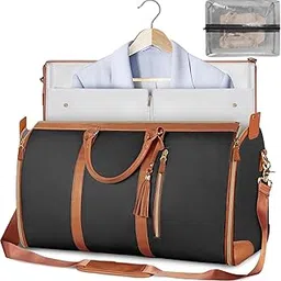 house of quirk Garment Bags for Travel, Convertible Carry on Garment Bag Large Duffle Bags for Women, 2 in 1 Hanging Suitcase Suit Water Resistant Duffel Travel Bags with Shoe Pouch (Black)-picture-39
