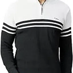 kvetoo Men High Neck Zip Full Sleeve Woolen Winter Sweater Waffle Knit Sweater-picture-15