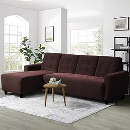 Blisscraft Luna 5 Seater Fabric LHS L Shape Sofa Set (Brown)-picture-10