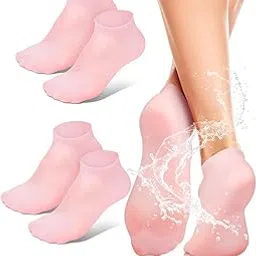 MAPPERZ Silicone Moisturizing Foot Socks, Soft Silicone Spa Gel Socks, Anti Cracks, Heel Repair For Dry Feet Women and Men (2 Pair) Colour May Vary-image-31
