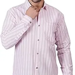 febri Cotton Blend Casual Shirt for Men | Stripes Shirt for Men | White and Color Stripes-picture-65