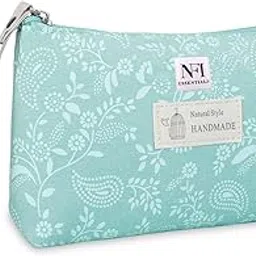 NFI essentials Print Makeup Pouches for Women Small Stylish Pouch for Makeup Accessories Travel Pouch Cosmetic Pouches Toiletry Bag for Women Make up Pouch Light Blue-picture-13