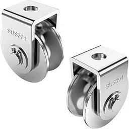 2 Pack 2 Inch Pulley Block U Grooved Wheel Pulley, 304 Stainless Steel Pulley Roller, Heavy Duty Caster Wheels Sliding Gate Rollers for Material Handling and Moving Lifting Loading 880lb/400 Kg-image-81
