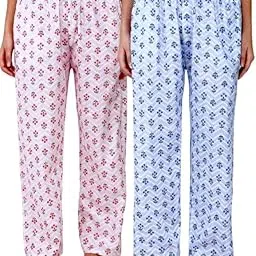 Omney trandy fasionable Women's Cotton Floral Printed Pyjama/Track Pant Lower, colour-Blue pink diwali,depawali,fastivel,Free Size Combo of 2-image-7