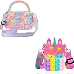 Rainbow Pop It Crossbody Bag Combo – Unicorn & Heart-Shaped Bubble Purse Set for Kids & Girls | Handbag with Adjustable Strap-picture-47