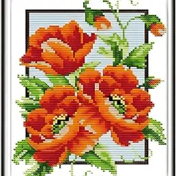 Cross Stitch Embroidery Kit, Anchor Stitch Kit for Beginners and Kids, Floral Design Embroidery Kit with, Gift for Craft Enthusiasts, Home Decoration Project-image-73