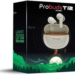 Lava ProBuds T12 Wireless Earbuds, Lightweight Under 5g, White and Gold-picture-26